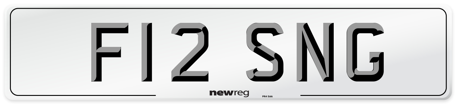 F12 SNG Number Plate from New Reg